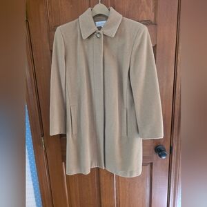 Liz Claiborne Camel Single-Button Wool Blend Pea Coat